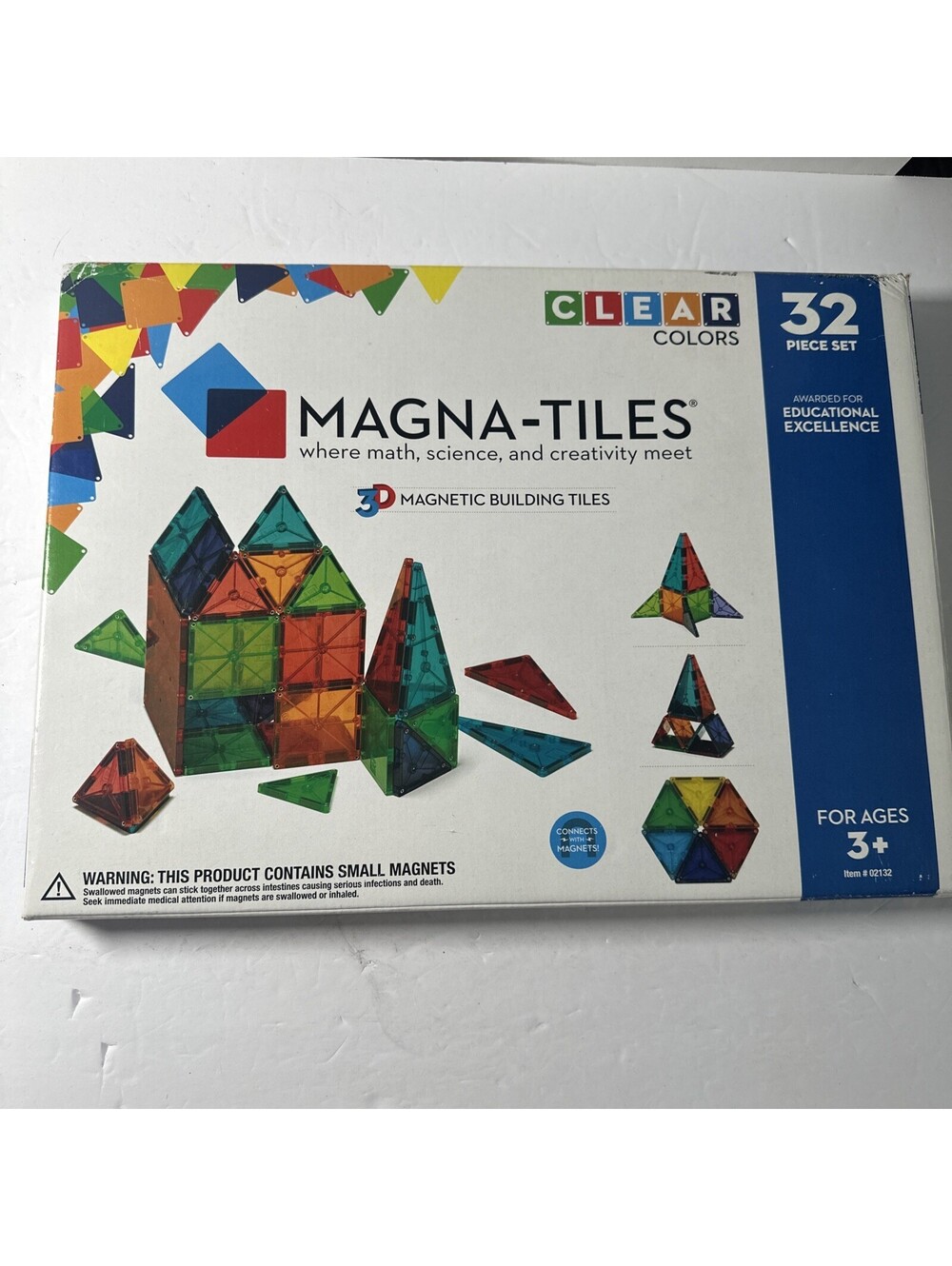 Magna-Tiles Magnetic Building Set 32 Pieces Complete With Box #02132